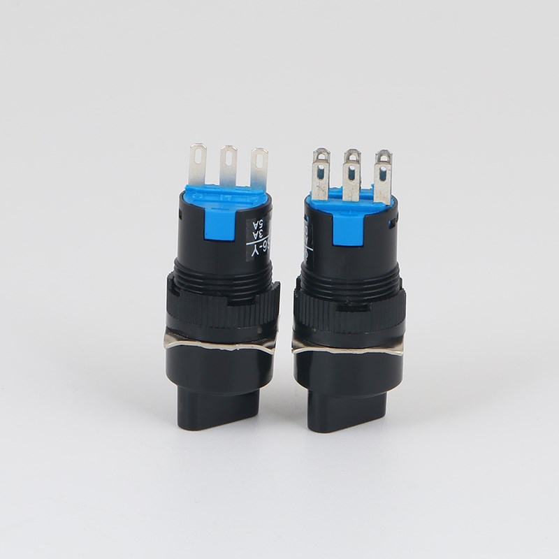 AS6旋钮按钮开关LA16Y-11X2 22X3  旋转二档三档铜3脚6脚开孔16mm