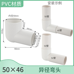 pvc管件厨房卫生间移位下排水配件50管内插接头40直接弯头斜三通