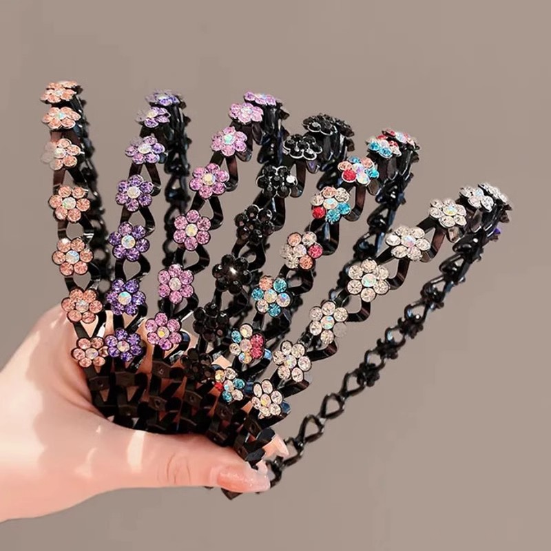 碎发整理神器洗脸发箍网红水钻新款刘海头箍防滑发夹发卡饰品黑钻