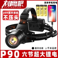 头灯强光充电超亮头戴式户外露营装备变焦夜钓鱼专用超长续