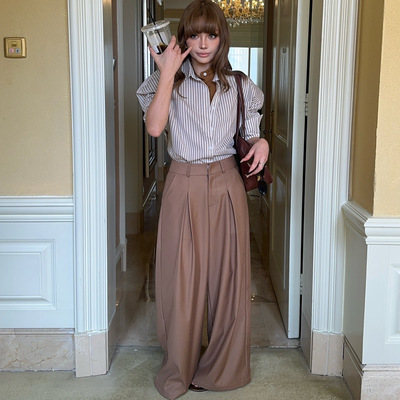 美式复古休闲裤宽松显瘦阔腿裤