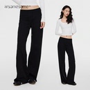 休闲松弛运动裤 女灰色修身 子 黑色微喇直筒低腰卫裤 asomesome美式