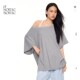 asomesome美式 宽松一字肩斜肩短袖 夏大领口露肩显瘦tee设计感上衣