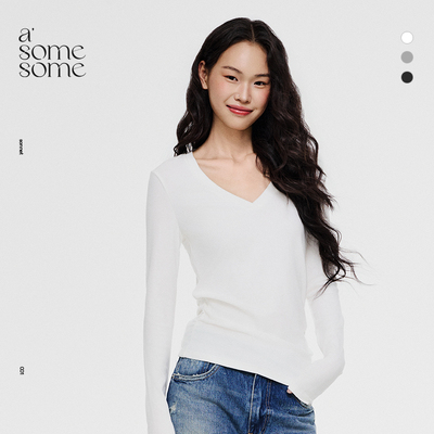 asomesome白色内搭美式修身上衣