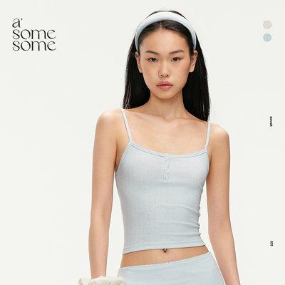 asomesome辣妹提花修身小吊带背心女2026夏季外穿内搭无袖短上衣