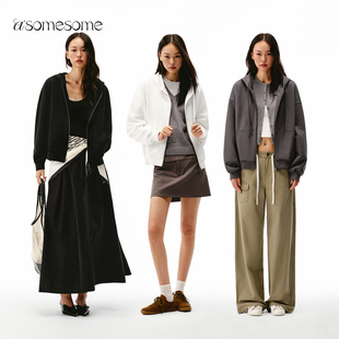 asomesome美式连帽抽绳宽松卫衣女秋新休闲运动外套百搭显瘦上衣