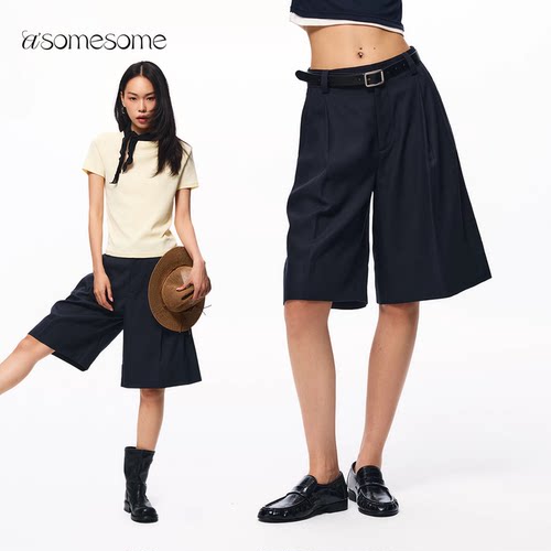 asomesome美式宽松阔腿A字中裤女