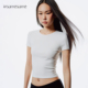 显瘦运动休闲半袖 asomesome螺纹弹力圆领正肩短袖 t恤女夏修身 上衣