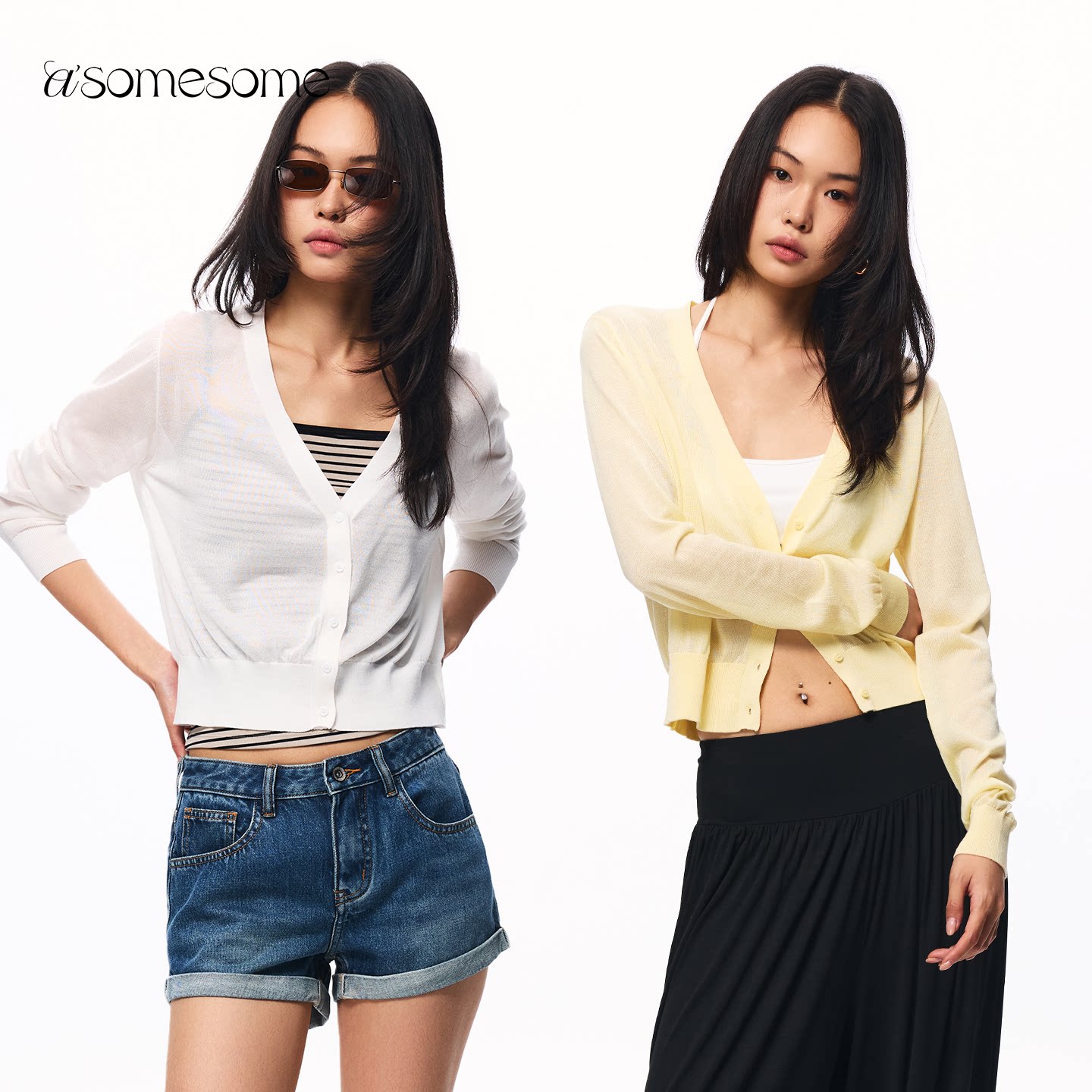 asomesome莱赛尔微透针织开衫女图片