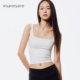紧身低胸修身 asomesome美式 辣妹白色方领胸垫吊带背心女修身 上衣