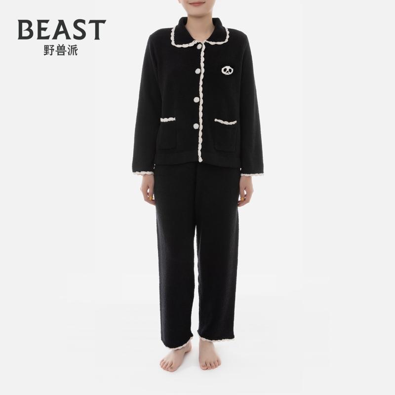 那个野兽野兽派女生半边绒家居服