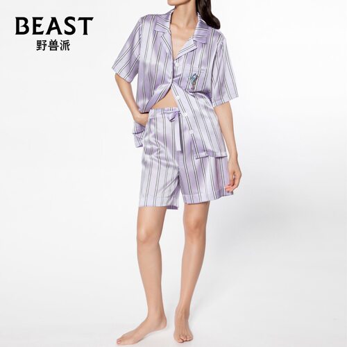 BEAST野兽派22姆米条纹真丝睡衣