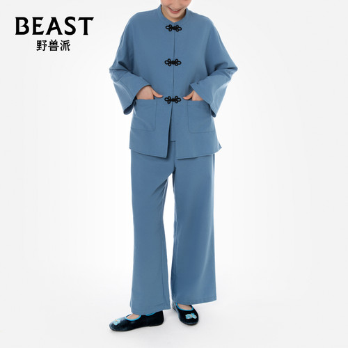 那个野兽桂兔磨毛棉中式家居服