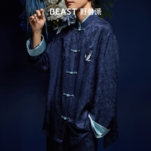 BEAST野兽派桂桂龙真丝提花对襟套装新中式家居服睡衣男 生日礼物