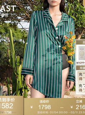 BEAST野兽派小狐狸与花22姆米真丝衬衫裙女外穿睡衣生日节日礼物