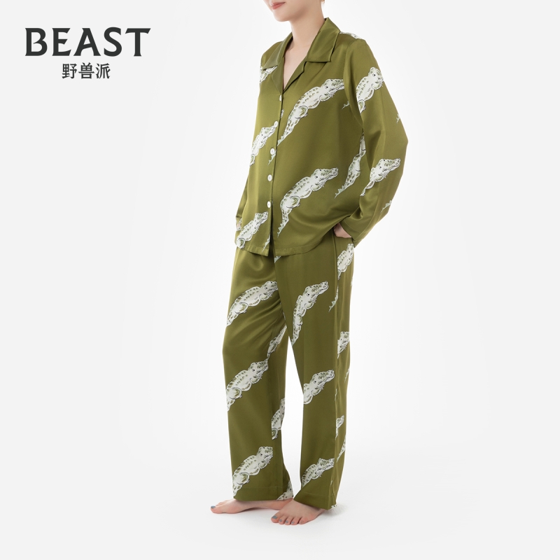 BEAST野兽派翠波鳄影印花22姆米真丝男女家居服睡衣新婚生日礼物