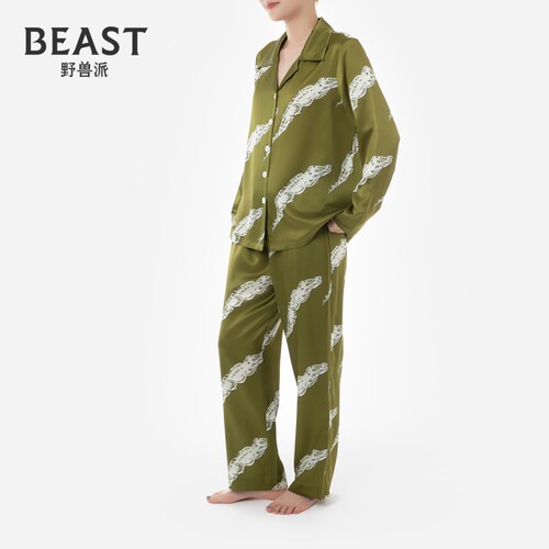 BEAST野兽派翠波鳄影印花22姆米真丝男女家居服睡衣新婚生日礼物