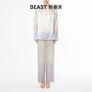 BEAST野兽派蟠桃系列22姆米真丝家居服套装 情侣新睡衣女春