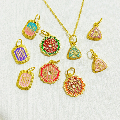 沙金配件烧蓝山鬼花钱娜娜通五条经文吊坠挂件手工diy手链编绳