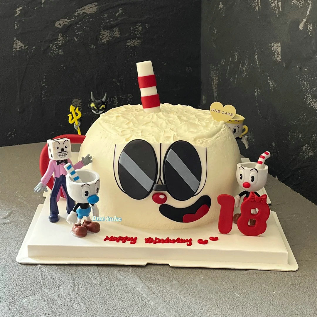 儿童生日茶杯头蛋糕装饰摆件甜品台布置烘焙插件派对装扮小道具