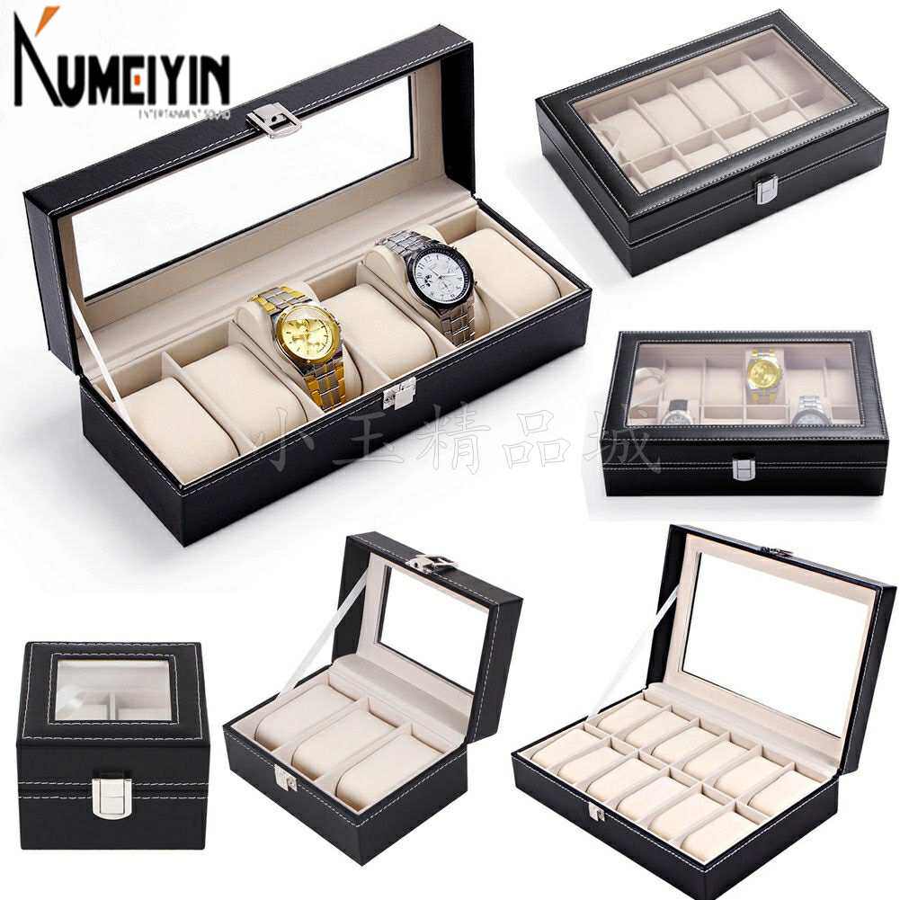 watch jewelry display storage holder case grids box gift