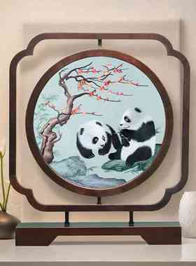 苏绣摆件手工双面图案刺绣摆台送礼中国风工艺礼品摆饰外国人高端