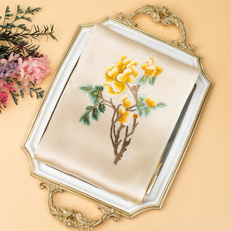 苏绣围巾手工刺绣丝巾妈妈礼物