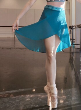 Elegante 湖蓝色细闪芭蕾裙  细闪缎带 一片式中长款 手作舞裙