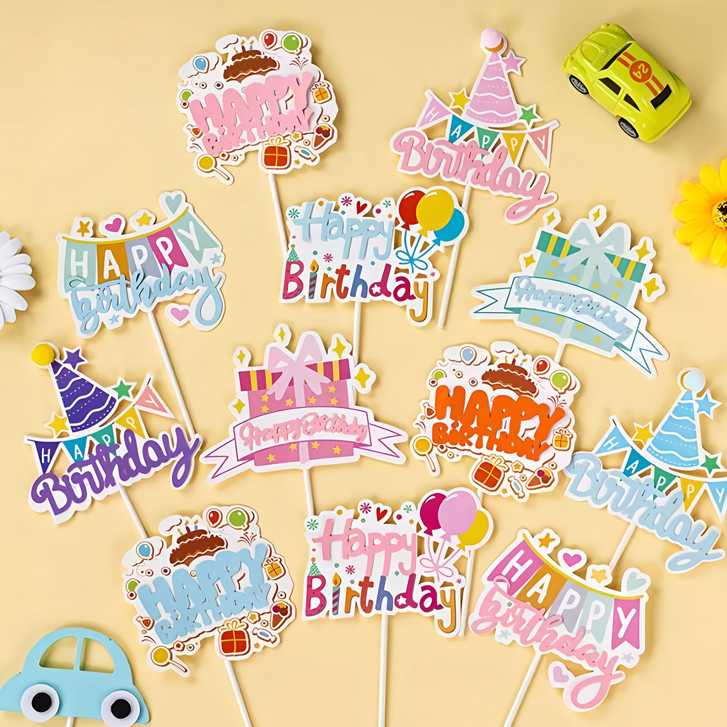 可爱卡通HB彩虹星星生日蛋糕插牌