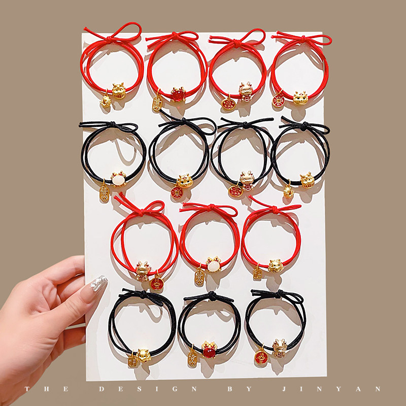 头绳女2023新款本命年红绳发圈龙年扎头发橡皮筋高弹力发绳皮套