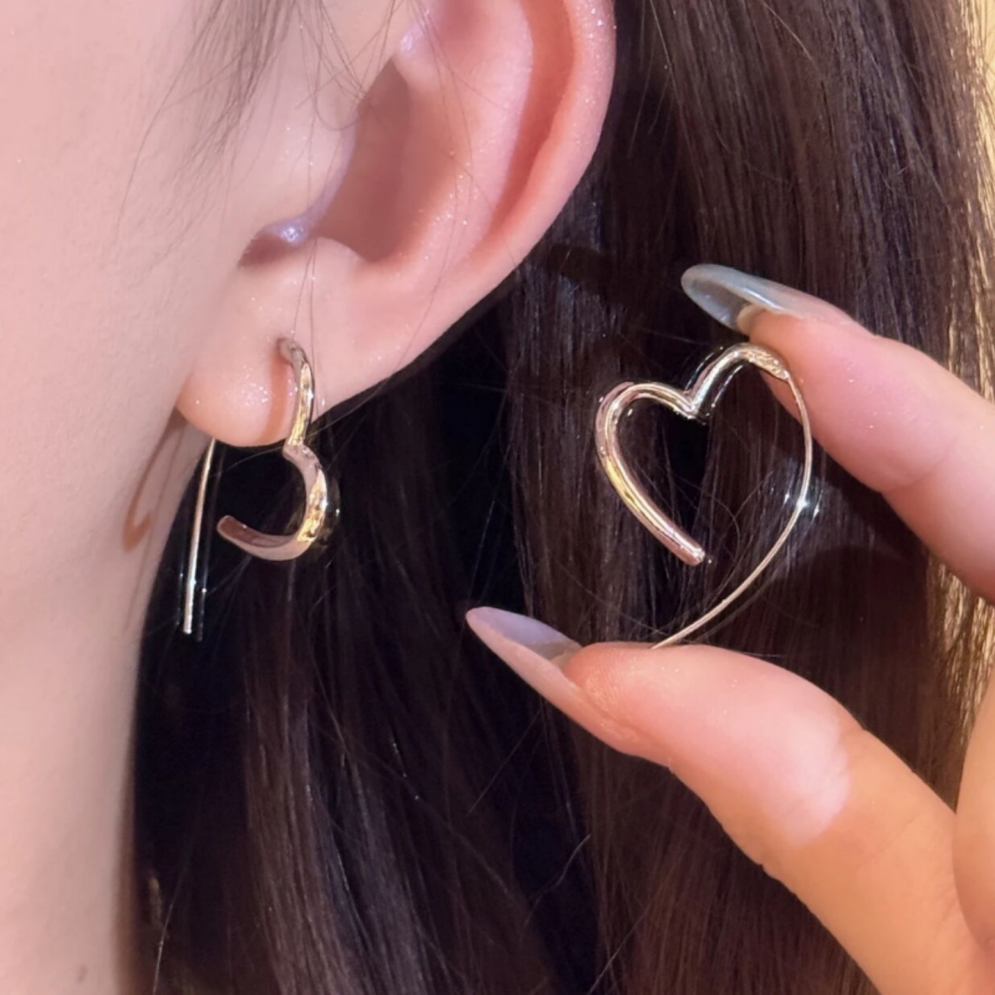 爱心耳环女高级感简约冷淡风耳圈