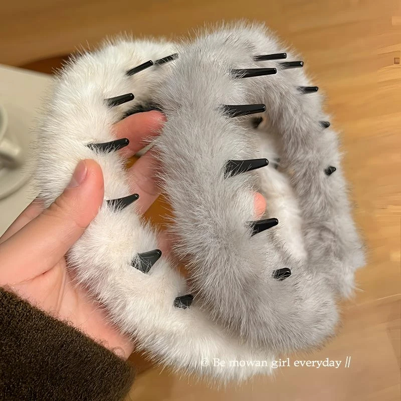 豹纹毛绒波浪发箍女气质