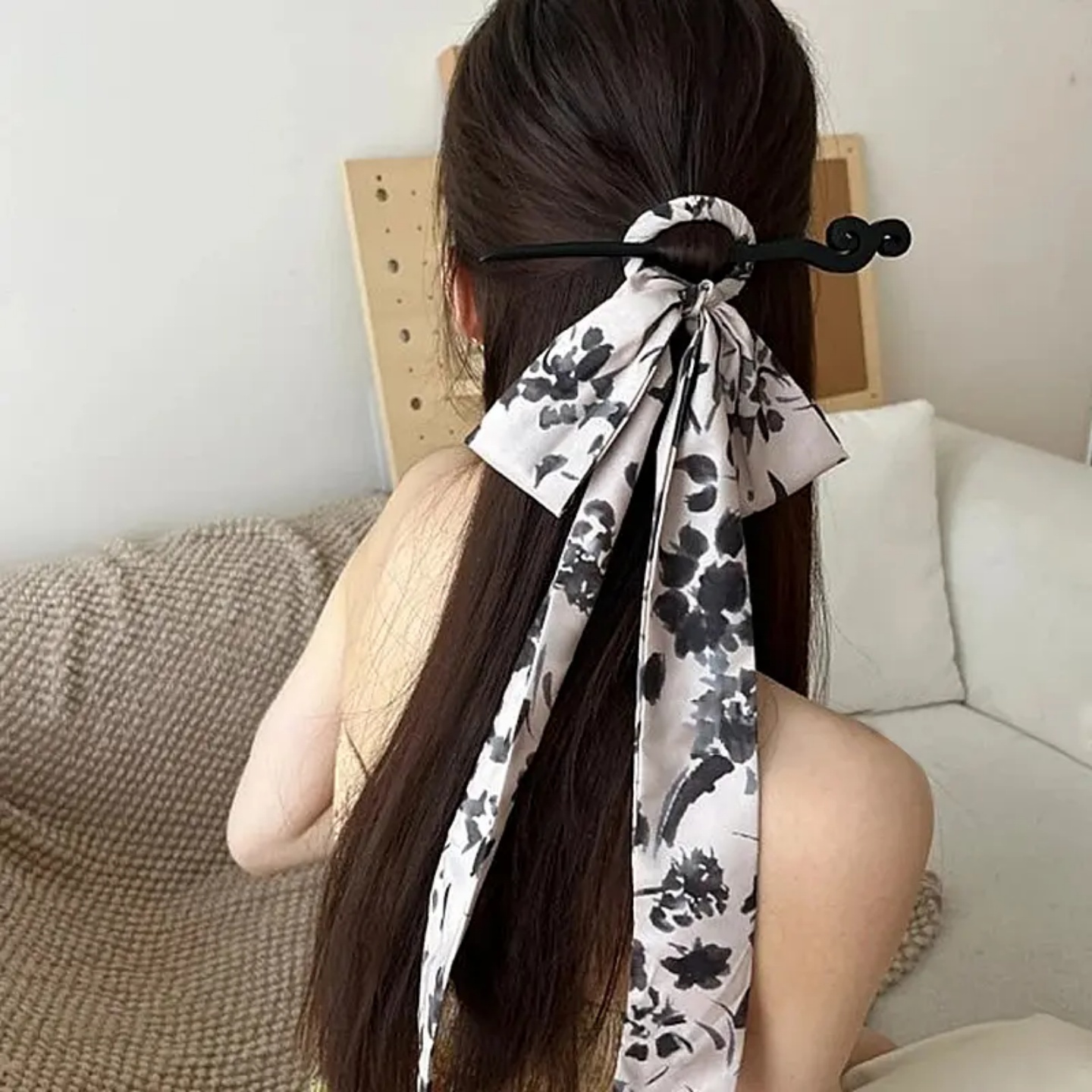 后脑勺新中式高级感水墨印花