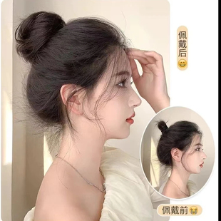 真发丸子头假发发圈自然蓬松半扎发髻花苞头卷发盘懒人神器头饰女
