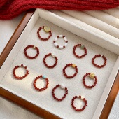 原创红玛瑙戒指女复古小众高级感新中式 显白食指戒本命年红色指环