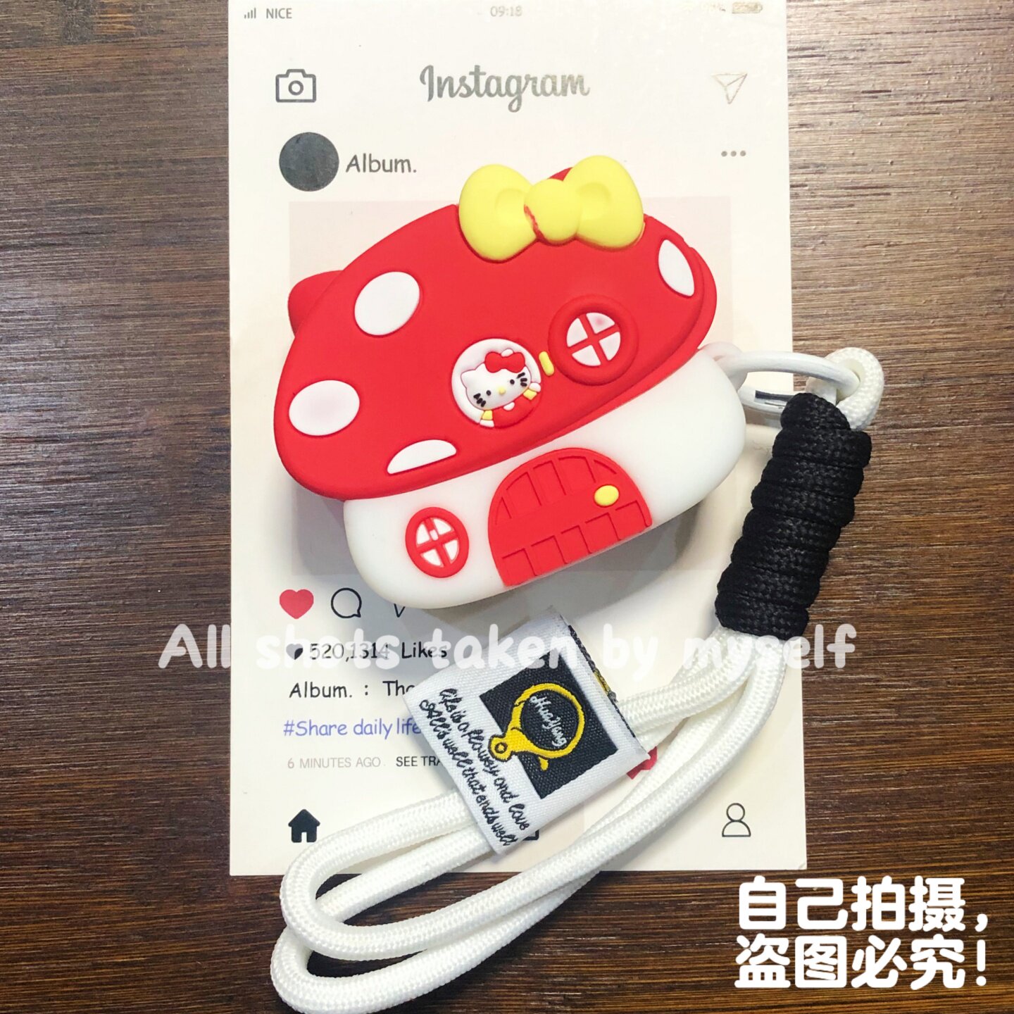 可爱趣味凯蒂猫蘑菇房子适用苹果airpods pro3带耳机保护套1/2代耳机包airpods 4代全包3代硅胶pro2代耳机壳
