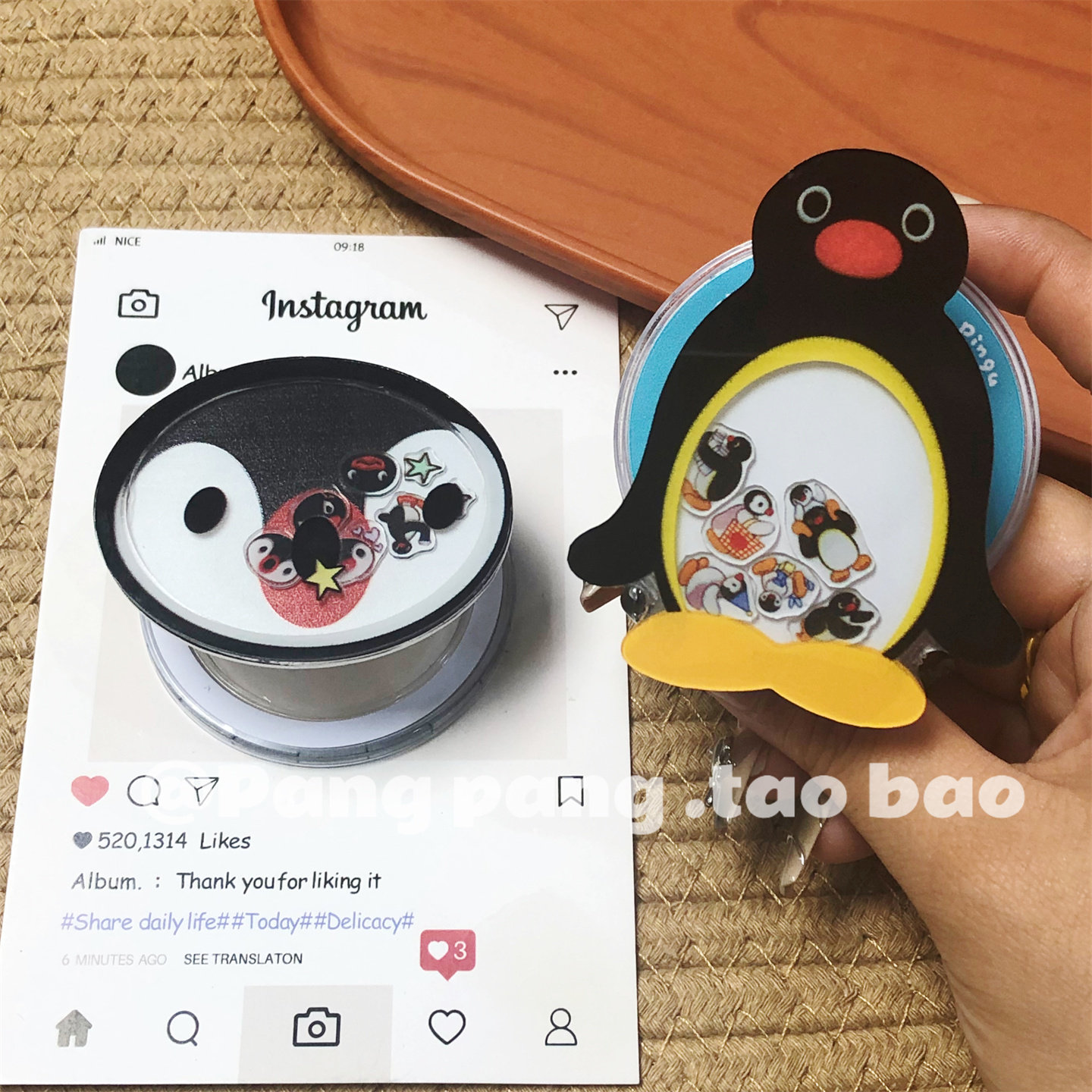 可爱卡通站立pingu企鹅磁吸支架