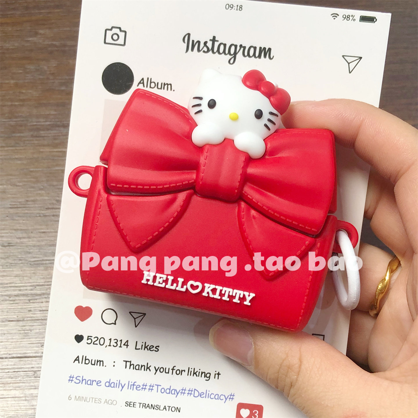 趣味红色凯蒂猫蝴蝶结背包苹果airpods pro3代耳机保护套适用四代耳机保护壳airpods1/2代硅胶pro2代女新三代