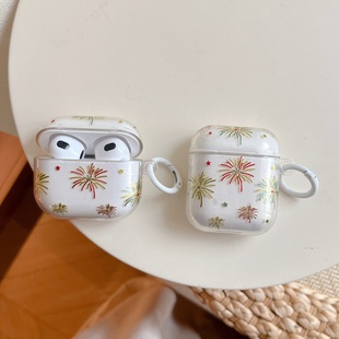 新年创意简约ins风烟花适用AirPodsPro3代耳机壳苹果蓝牙AirPods4代软1/2代硅胶3代防摔Pro2女Pro三代保护套