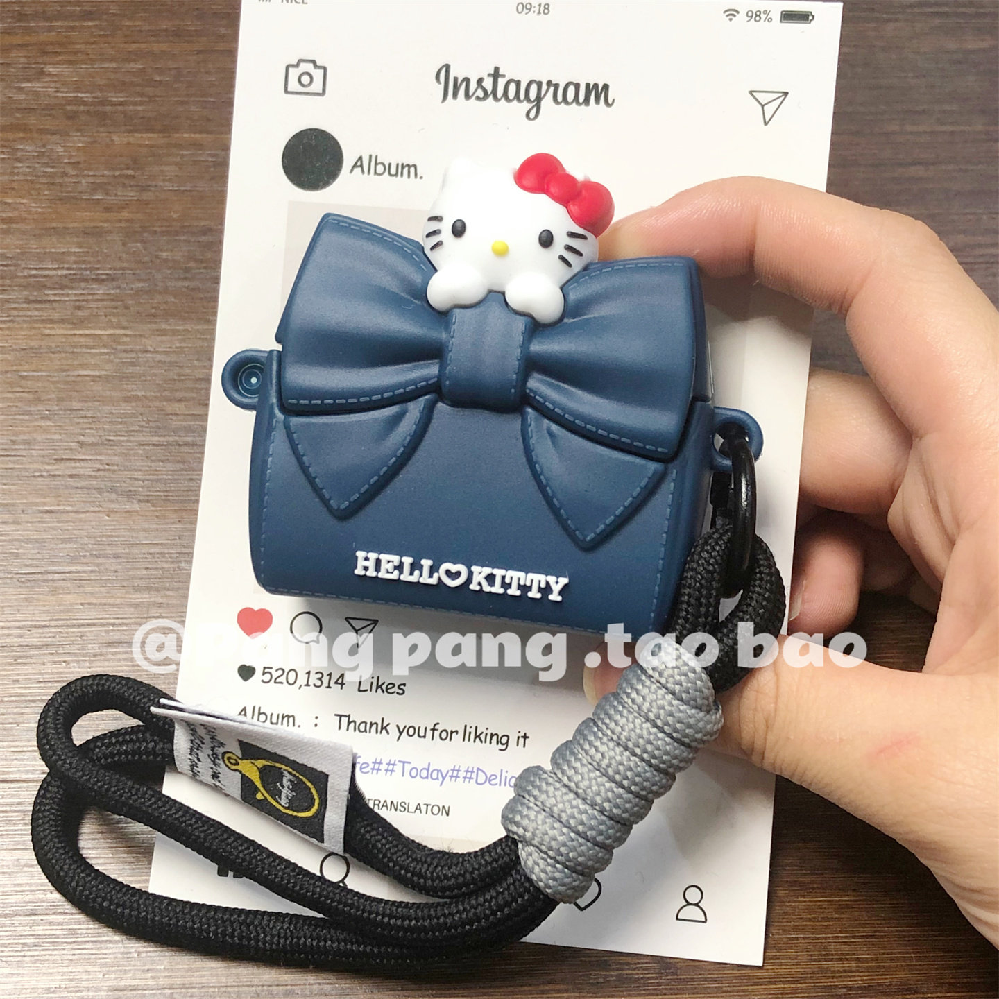 趣味深蓝凯蒂猫蝴蝶结背包苹果airpods pro3代耳机保护套适用四代耳机保护壳airpods1/2代硅胶pro2代女新三代