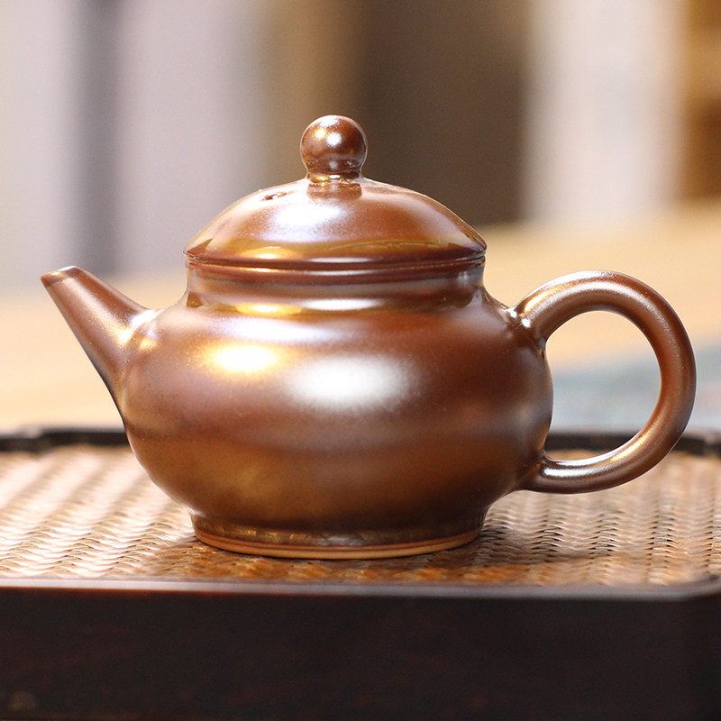 紫金釉水平壶家用茶壶泡茶壶陶瓷功夫茶具单个小容量精致分茶器