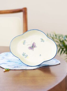 亘古宝蓝手绘洒金紫蝶壶承高颜值功夫茶具蓝色复古陶瓷纯手工