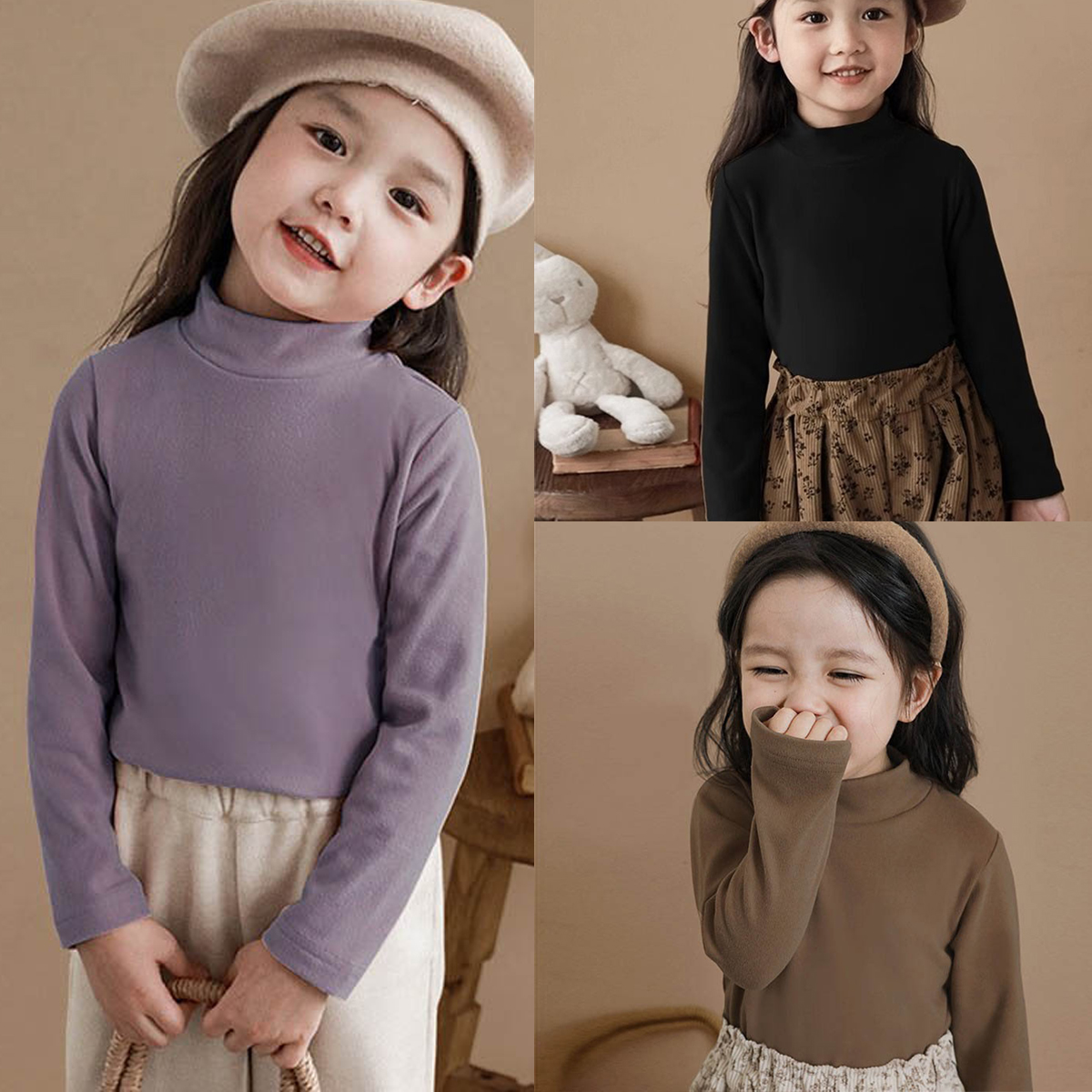 韩国复古儿童棉质打底衫秋冬款潮