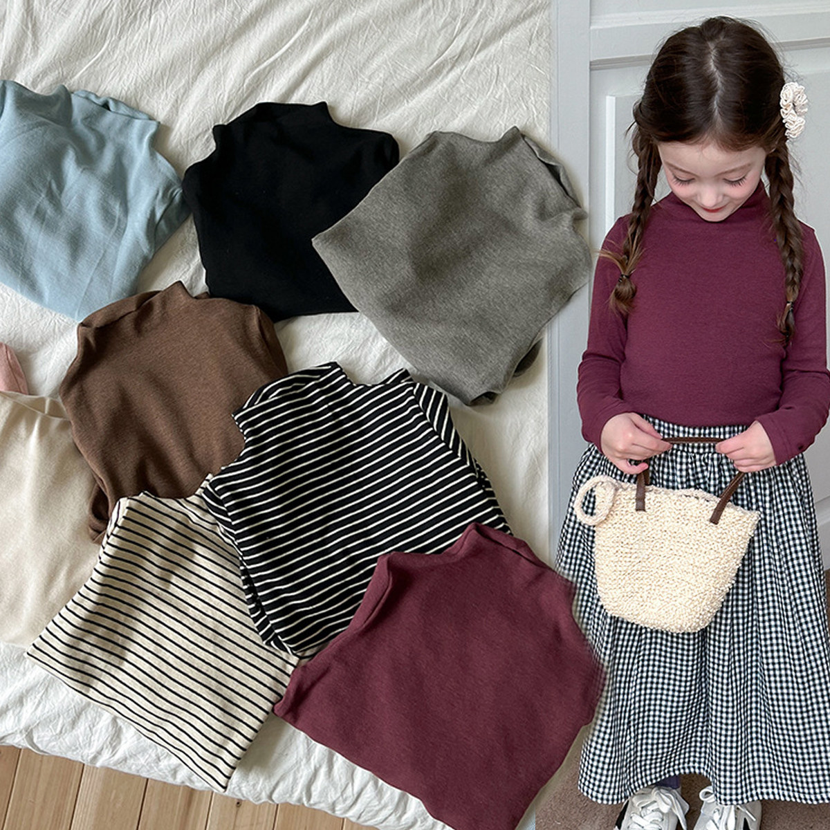 儿童打底衫女孩半高领女童纯棉T恤内搭秋冬装长袖秋衣男童上衣服9,童装/婴儿装/亲子装,T恤,淘宝优惠券,粉丝福利购,淘宝优惠卷