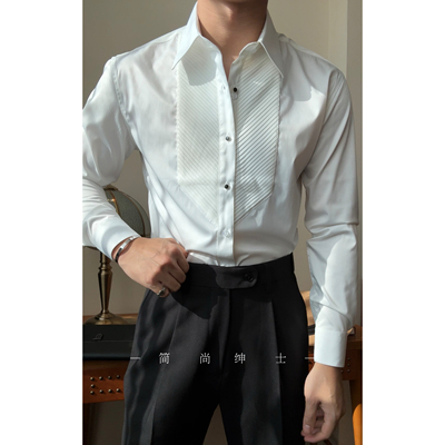 男士法式长袖衬衫潮流百搭抗皱修身适合商务宴会9916
