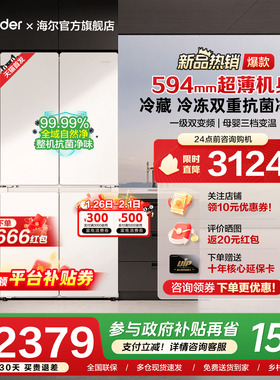 海尔出品统帅502L超薄十字对开四门一级能效双变频无霜家用电冰箱
