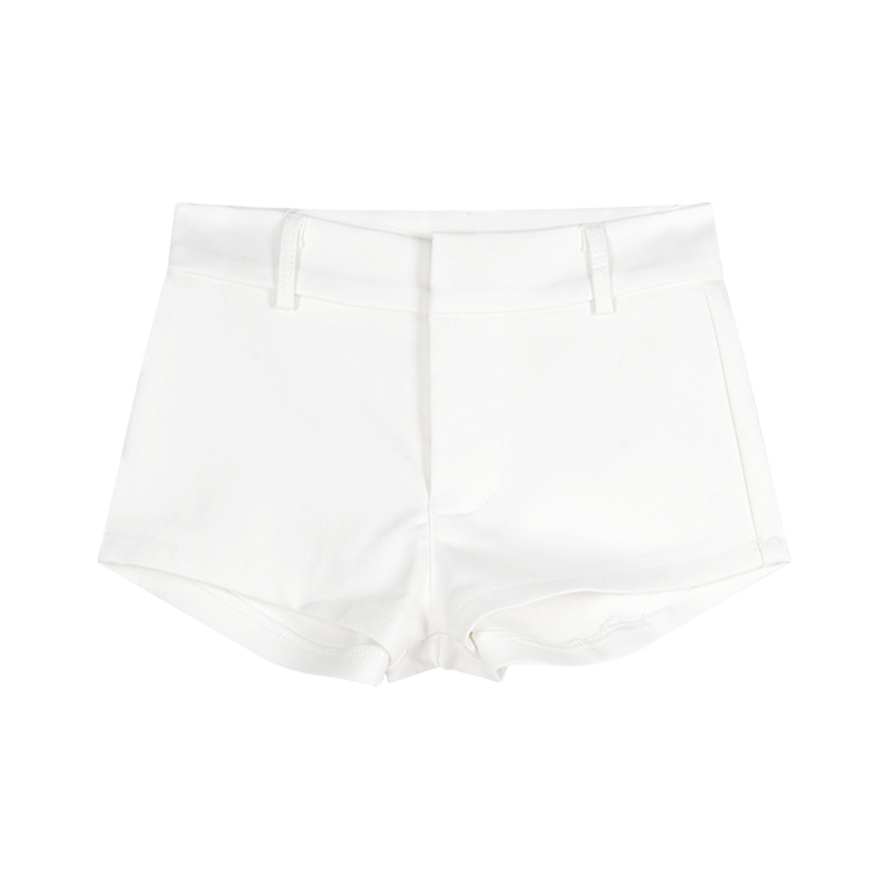 Sexy witte strakke casual ultrakorte broek voor dames, zomermeisje, slim fit, petite, lage taille, heupomhullende hotpants_voghion.com