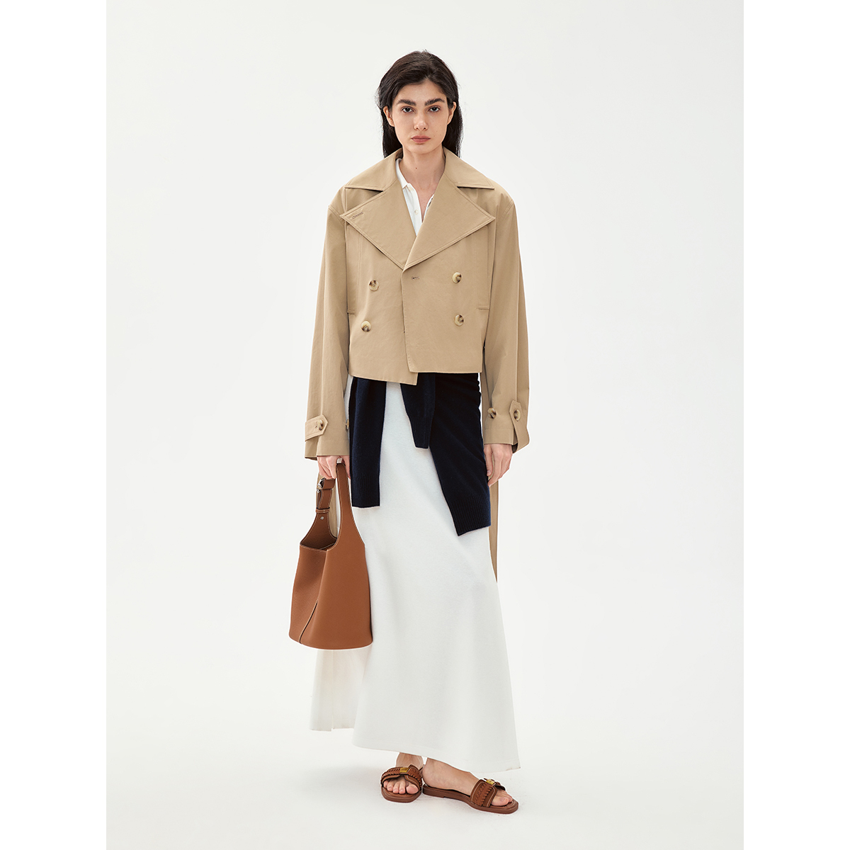 CHICC3 重磅抗皱高密SUPIMA棉 美式复古双排扣率性翻领造型短风衣