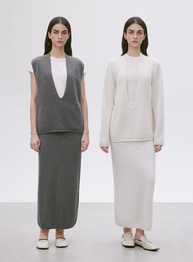 CHICC3重磅超细度纯羊绒H博物馆深V领马甲/毛衣/半裙