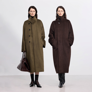 CHICC3 90S老钱复古多穿立领H型连肩大衣 稀有簇状羊毛苏力羊驼毛